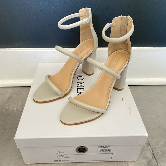 Joe Mercer Phoenix High Heel Sandals Bone Leather - Picture 1 of 6